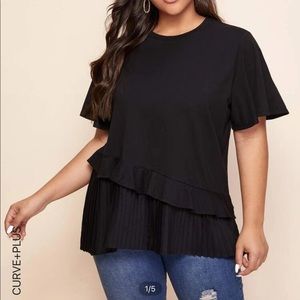 Ruffle trim pleated shirt